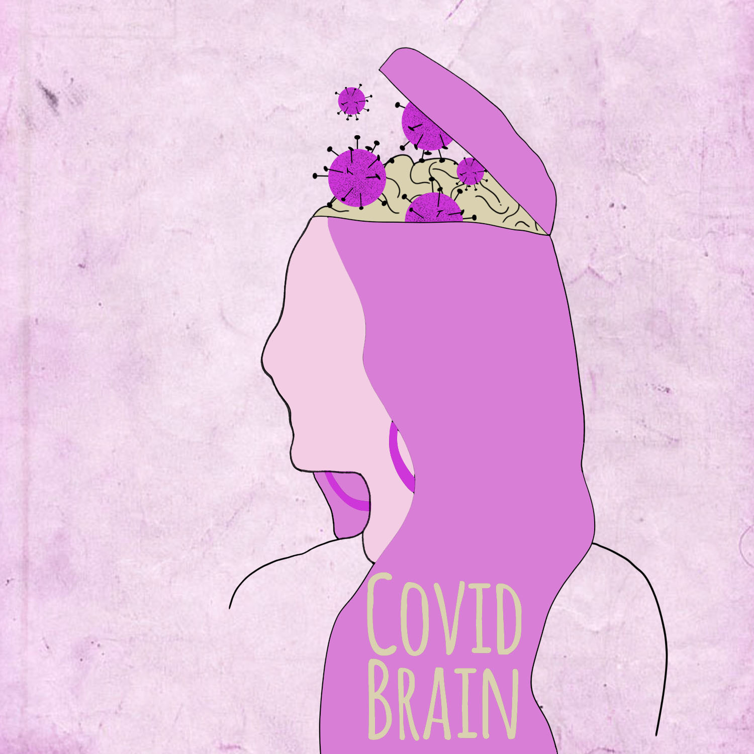 Editorial illustration of Covid brain